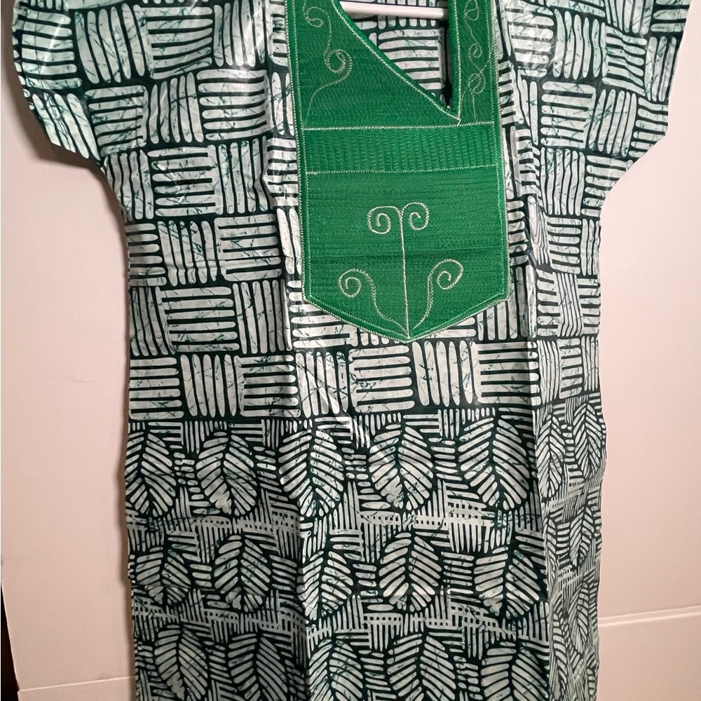 Green Patterned Kids Dress